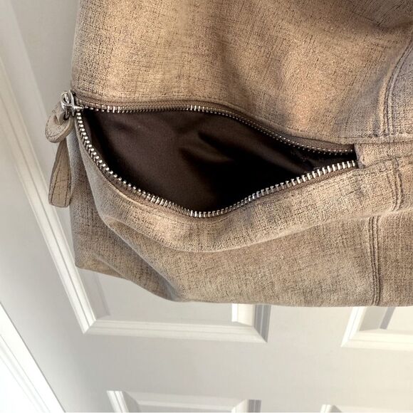 Donald Pliner tan silver hobo bag tote purse suede - Picture 4 of 15